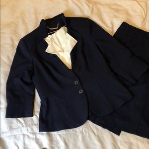 Navy Ruffle Collar Jacket